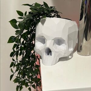 3D Printed Geometric White Skull Planter